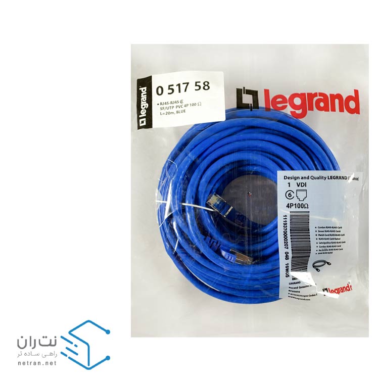پچ کورد لگراند (کابل لن) Cat6 SFTP روکش PVC آبی 20 متری-3